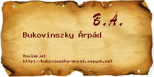 Bukovinszky Árpád névjegykártya